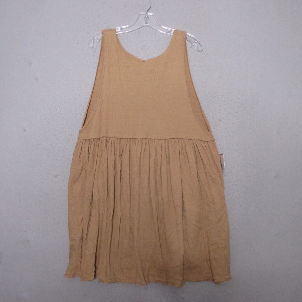 Free People Beach Dress Medium Brown Coffee Cocoa Babydoll Boho Mini Resort NWT